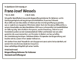 Nachruf für Franz-Josef Wessels HZ 260803